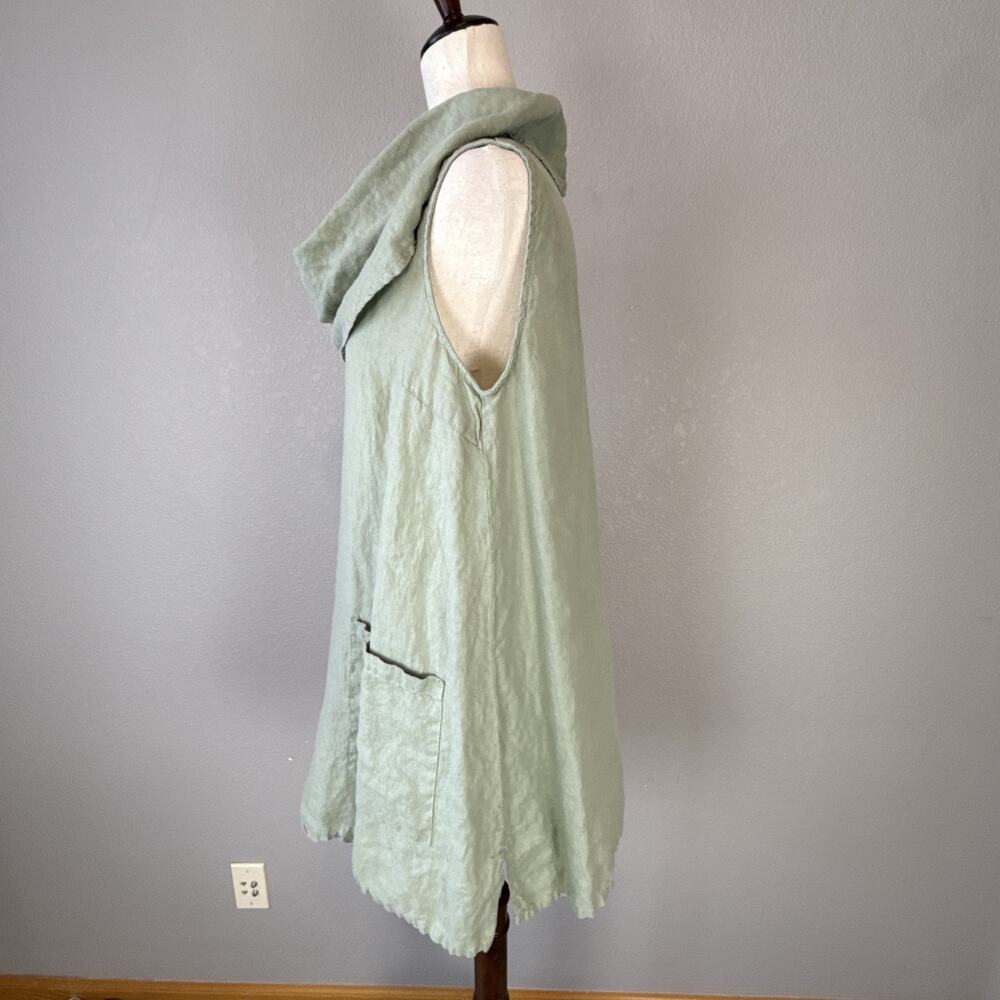 Match Point Cowl Neck Sleeveless Tunic Top Shirt Size S Sage Green Linen Pockets - Picture 3 of 7